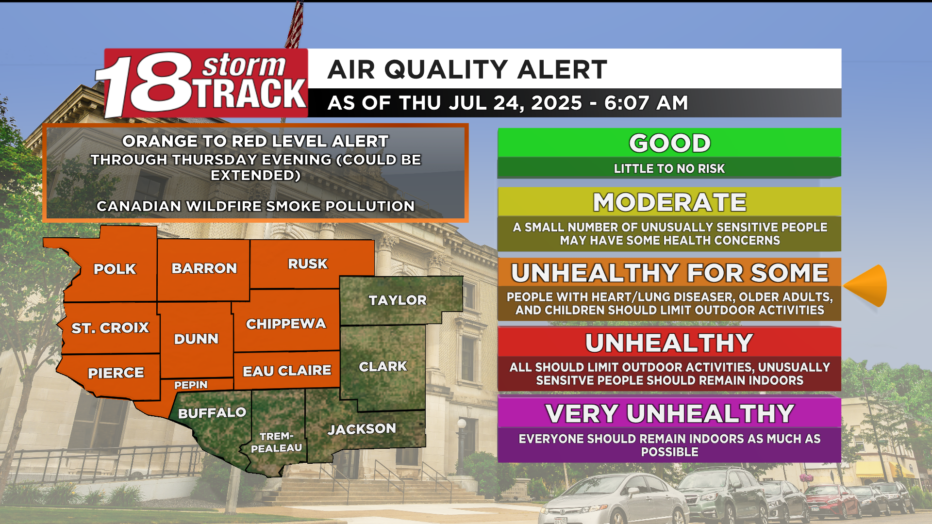 Map of air quality and planning index.